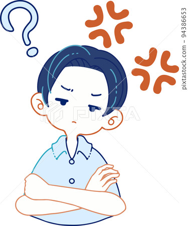一個人問一個憤怒的問題的插圖 一個人問一個憤怒的問題的插圖 94386653