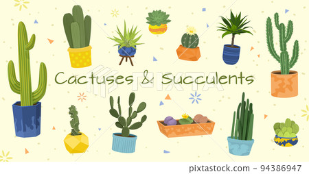 Cactuses Flat Composition Set Cactuses Flat Composition Set 94386947