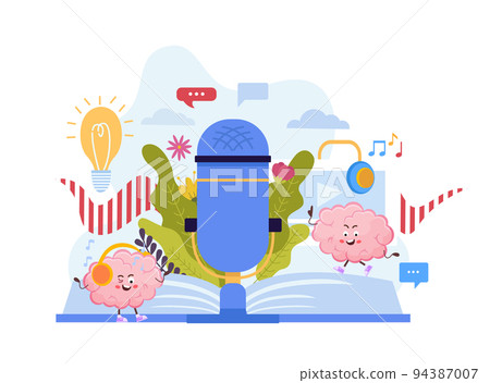 Cartoon Brain Flat Composition 94387007