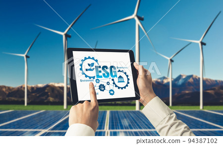 Green business transformation for environment saving and ESG business concept 94387102