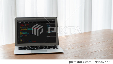 Software development programming on computer screen for modish application Software development programming on computer screen for modish application 94387368