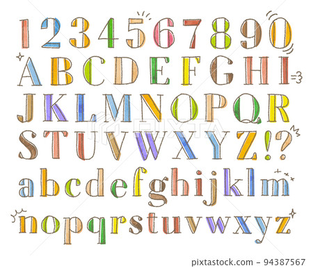 Grunge doodle numbers and alphabet set (vector) Grunge doodle numbers and alphabet set (vector) 94387567
