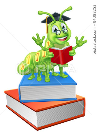 Cartoon Book Worm Reading - Stock Illustration [94388252] - PIXTA