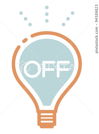 Extinguished light bulb with "OFF" written on it 94389823