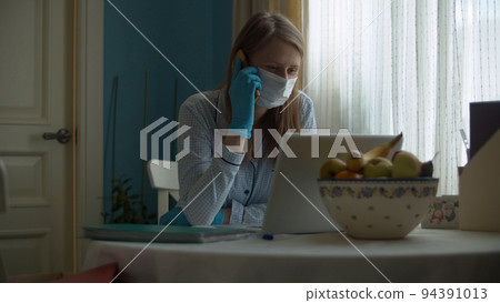 Portrait of woman working from home Portrait of woman working from home 94391013