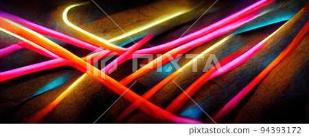 abstract neon colored lines wall background 94393172