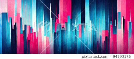 abstract neon colored lines wall background, neon blue and pink colors 94393176