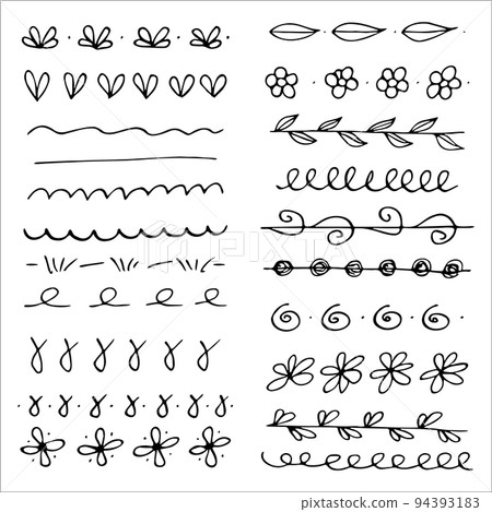 Collection of scribble design element of sketch underlines and signes. and textured strokes. Handdrawn decorative underline borders vector strokes. Doodles. Collection of scribble design element of sketch underlines and signes. and textured strokes. Handdrawn decorative underline borders vector strokes. Doodles. 94393183