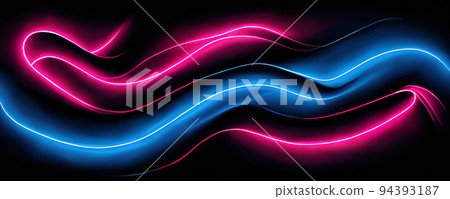 abstract neon colored lines wall background, blue and pink neon rays 94393187