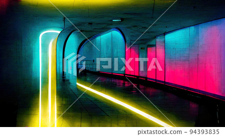 abstract urban landscape with arches and transitions in neon colors abstract urban landscape with arches and transitions in neon colors 94393835