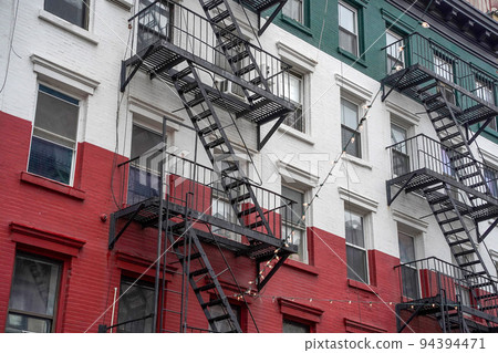 Little italy new york city buildings flag green white and red Little italy new york city buildings flag green white and red 94394471