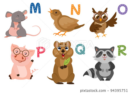English alphabet with flat cute animals for kids education 94395751