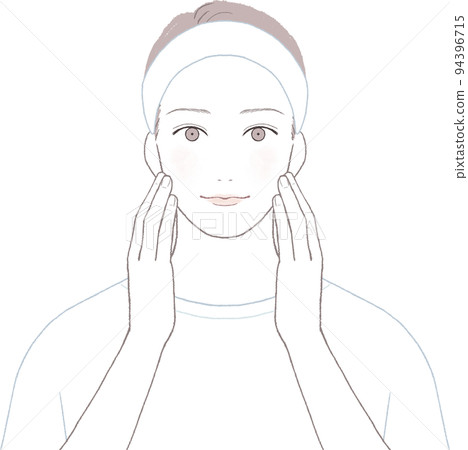 Men who do skin care Put both hands on the face ver Men who do skin care Put both hands on the face ver 94396715