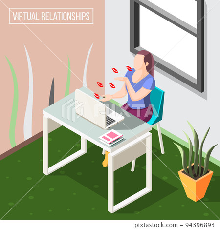 Virtual Relationships Isometric Background 94396893