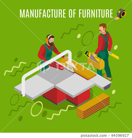 Manufacture Of Furniture Isometric Illustration 94396927