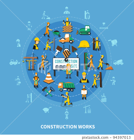 Construction Worker Colored Composition Construction Worker Colored Composition 94397013
