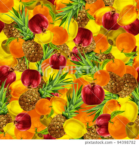 Tropical fruits seamless background 94398782