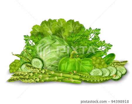 Green vegetables mix on white Green vegetables mix on white 94398918