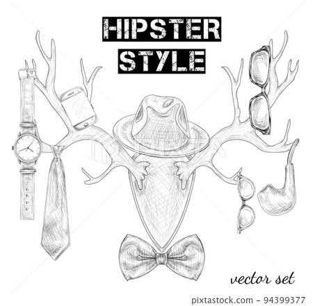 Hand drawn hipster style accessory set 94399377