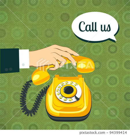 Hand holding old telephone 94399414