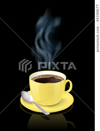 Yellow cup filled with espresso 94399677