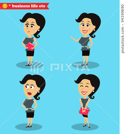 Clever office girl standing set 94399690