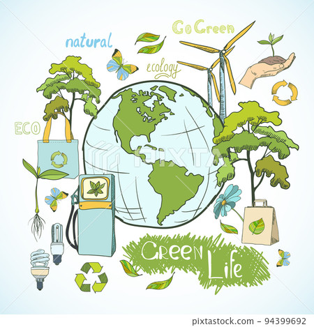 Doodles ecology and environment concept Doodles ecology and environment concept 94399692