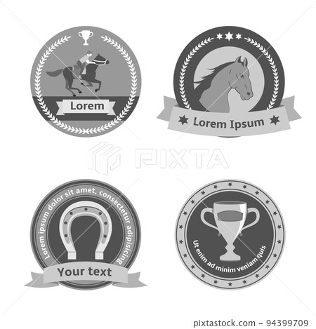 Horseback riding black badges and labels 94399709