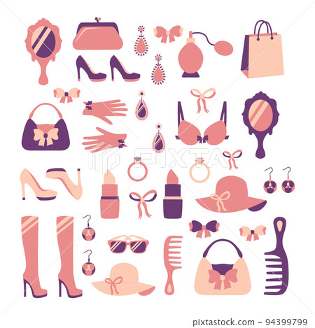 Woman accessories icon set 94399799