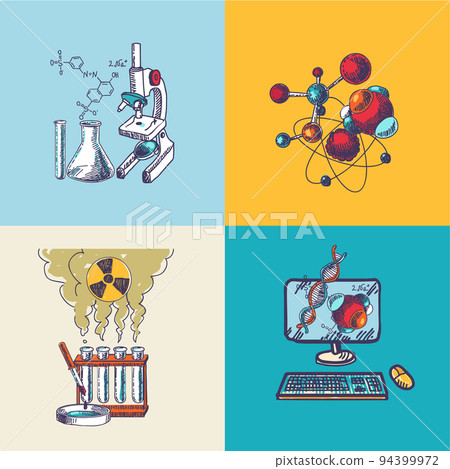Chemistry icon sketch composition Chemistry icon sketch composition 94399972