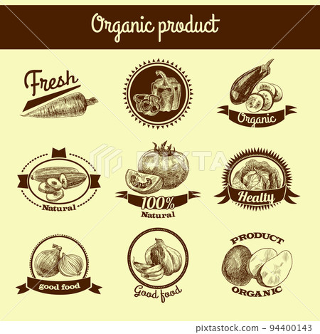 Vegetables sketch banner set Vegetables sketch banner set 94400143