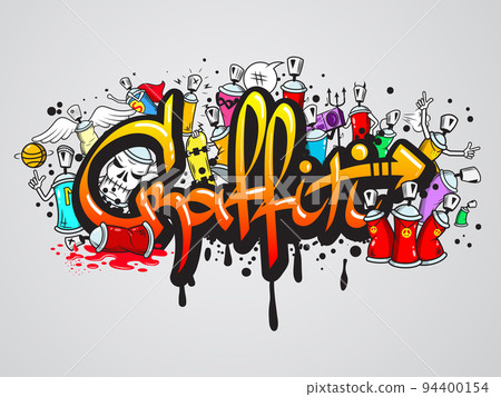 Graffiti characters composition print 94400154