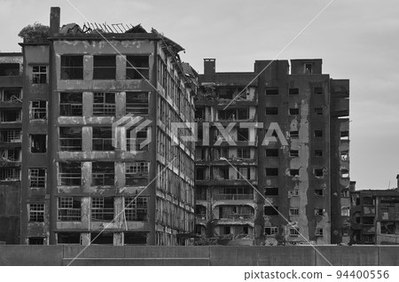 Dilapidated buildings and structures on World Heritage Gunkanjima 94400556