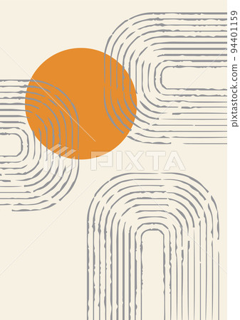 Abstract poster with arches in boho style illustration. 94401159