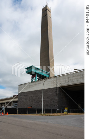 Ronquieres, Wallon Region, Belgium , Obelisk and control tower of the canal inclined plane 94401395