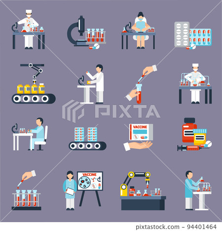 Pharmaceutical Production Icons Set Pharmaceutical Production Icons Set 94401464