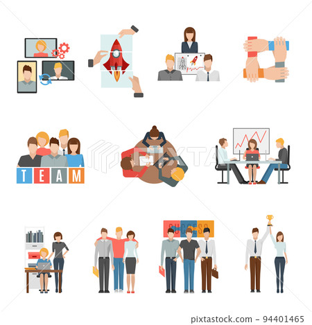 Teamwork flat icons set Teamwork flat icons set 94401465