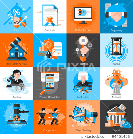 Collection Of Icons For Auction Bargaining 94401466