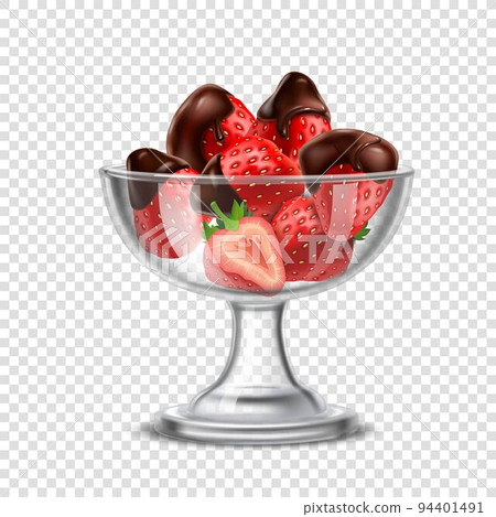 Realistic Strawberry In Chocolate Composition Realistic Strawberry In Chocolate Composition 94401491