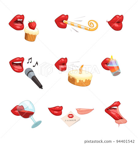 Party Lips Icon Set - Stock Illustration [94401542] - PIXTA