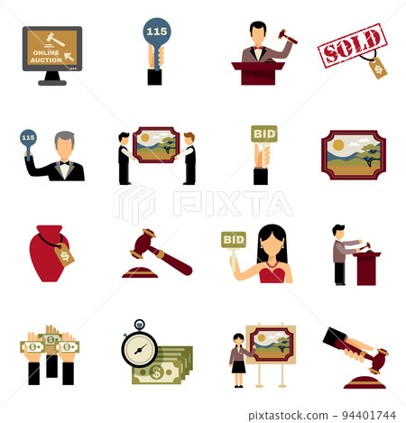 Auction Icons Set 94401744