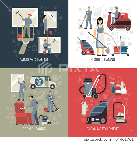 Industrial Cleaning 4 Flat Icons Square Industrial Cleaning 4 Flat Icons Square 94401761