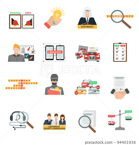 Compliance copyright law flat icons set 94401938
