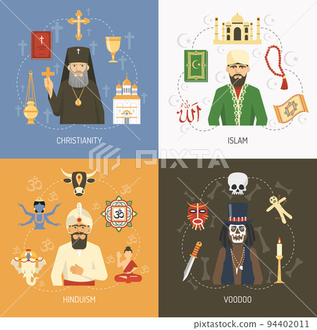 Religions Concept 4 Flat Icons Square 94402011