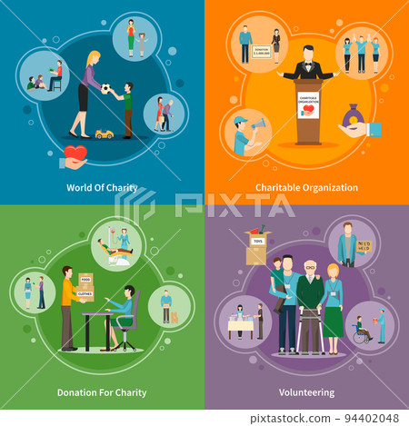 Charity Donation 2x2 Icons Set 94402048