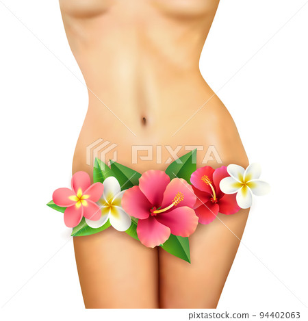 Slim Woman Body With Flower 94402063
