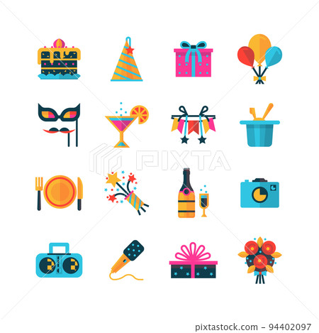 Party Color Icons Set 94402097