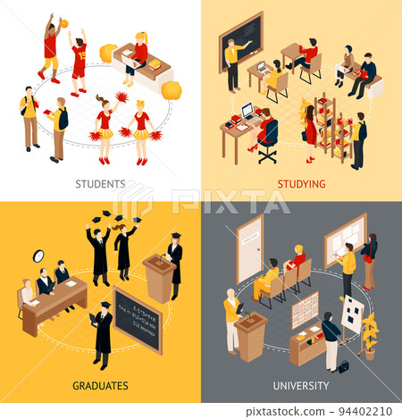 College And University Isometric 2x2 Icons Set 94402210