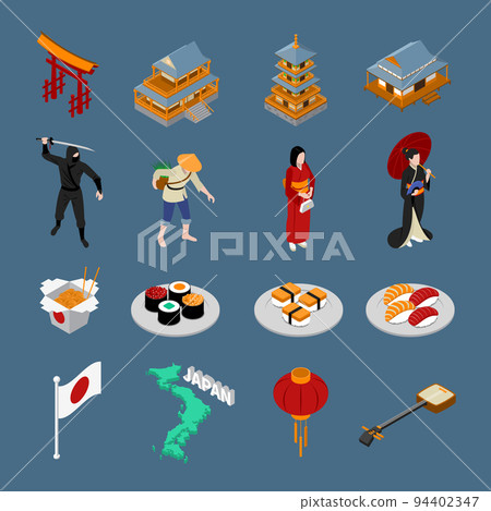 Japan Isometric Touristic Set 94402347
