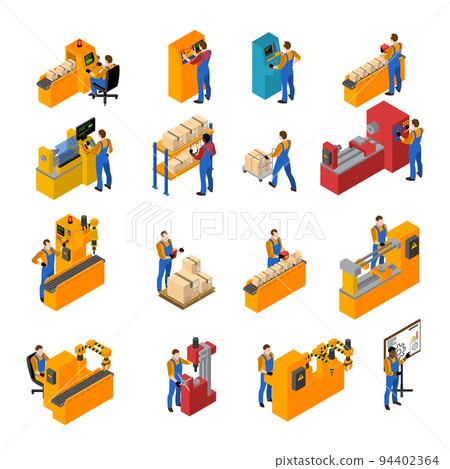 Factory Workers Icons Set 94402364